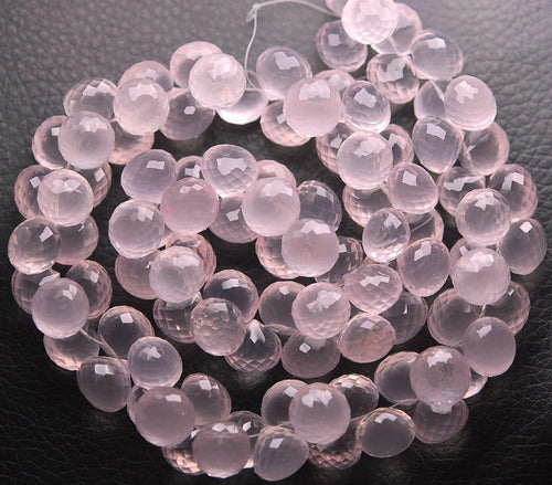 7 Inch Strand,Super Rare Aaa Natural Rose Quartz Faceted Onion Shape Briolettes Calibrated Size 8mm - Jalvi & Co.