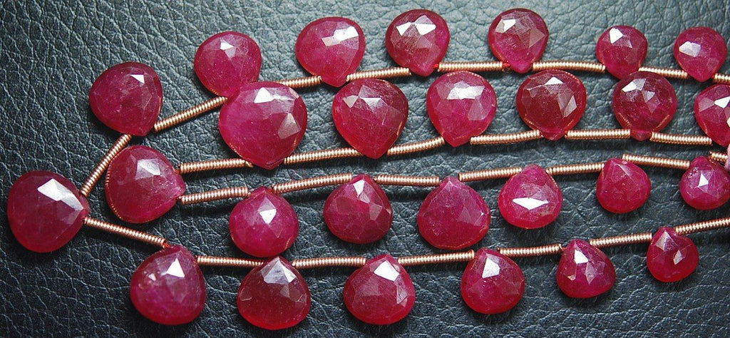 7 Inch Strand,Superb-Finest Quality Aaa Quality Dyed Ruby Faceted Heart Shape Briolettes, 12-14mm Size - Jalvi & Co.