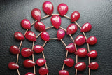 7 Inch Strand,Superb-Finest Quality Aaa Quality Dyed Ruby Faceted Pear Shape Briolettes, 116mm Size