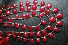 Load image into Gallery viewer, 7 Inch Strand,Superb-Finest Quality Aaa Quality Dyed Ruby Faceted Pear Shape Briolettes, 116mm Size - Jalvi &amp; Co.