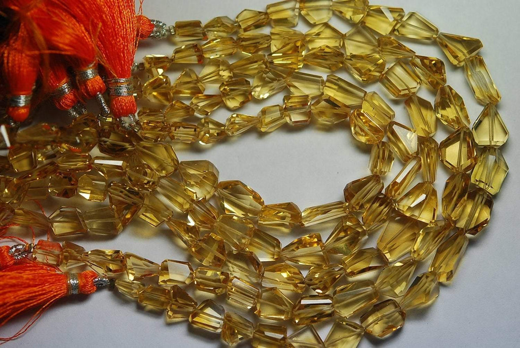 7 Inch Strand,Superb-Finest Quality Golden Citrine Step Cut Faceted Nuggets, 10-12mm Size,Great Item - Jalvi & Co.