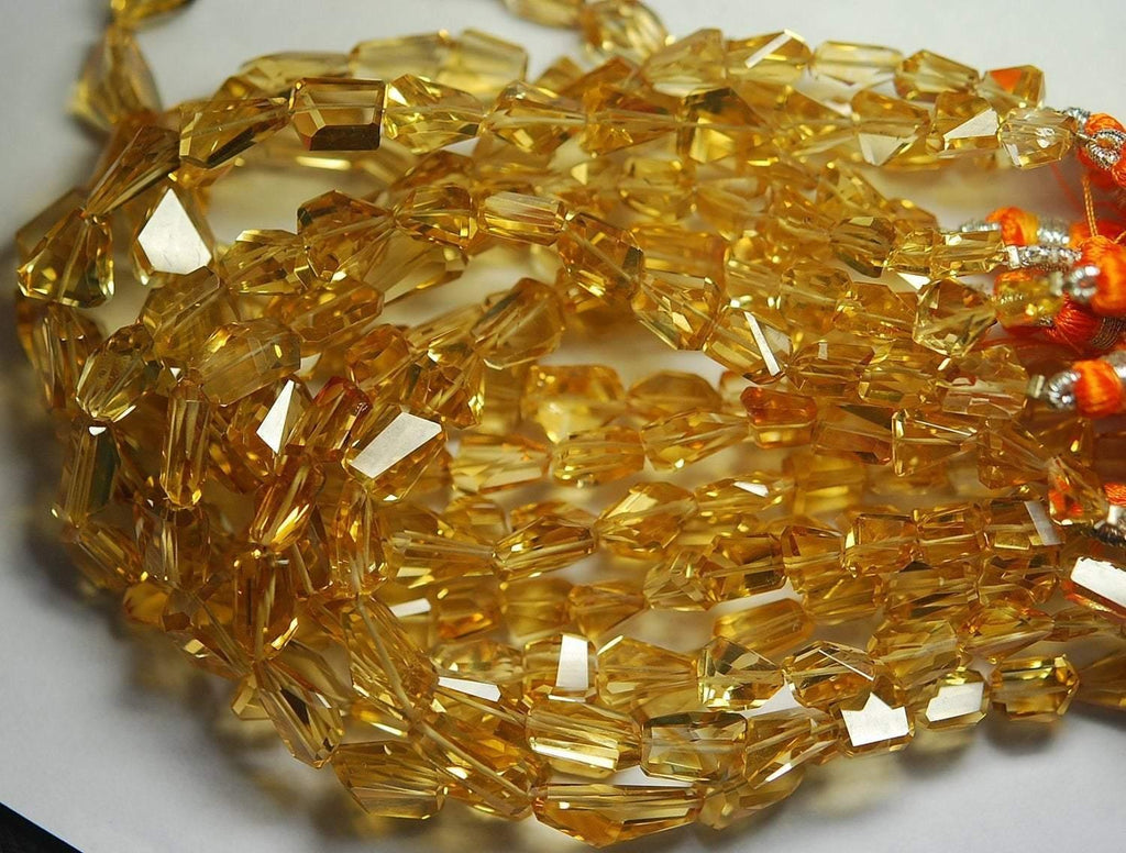 7 Inch Strand,Superb-Finest Quality Golden Citrine Step Cut Faceted Nuggets, 10-12mm Size,Great Item - Jalvi & Co.