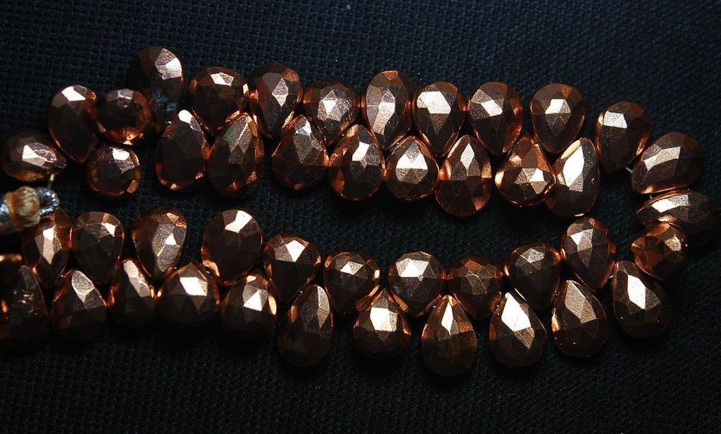 7 Inch Strand,Superb-Finest Quality Mystic Copper Pyrite Faceted Pear Shape Briolettes , 11-9mm Size - Jalvi & Co.