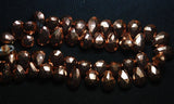 7 Inch Strand,Superb-Finest Quality Mystic Copper Pyrite Faceted Pear Shape Briolettes , 11-9mm Size