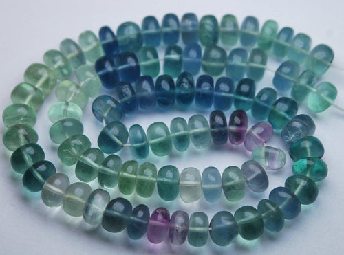 7 Inch Strand,Superb-Finest Quality, Natural Fluorite Smooth Rondelles, 8-9mm Large Size, - Jalvi & Co.