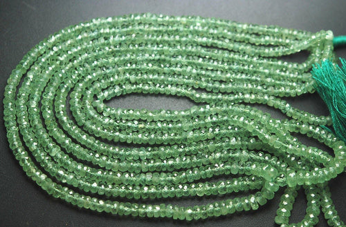 7 Inch Strand,Superb-Finest Quality Natural Green Kyanite Faceted Rondelles, 3-4mm Size - Jalvi & Co.