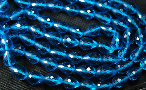 7 Inch Super Finest Quality, Swiss Blue Quartz Faceted Drops Nuggets 7-10mm - Jalvi & Co.