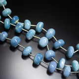 7 inches, 10-14mm, Natural Blue Opal Smooth Plain Rondelle Loose Gemstone Beads