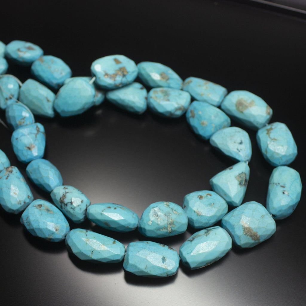 7 Inches, 20-24mm, Natural Synthetic Turquoise Faceted Large Size Tumble Loose Gemstone Beads - Jalvi & Co.