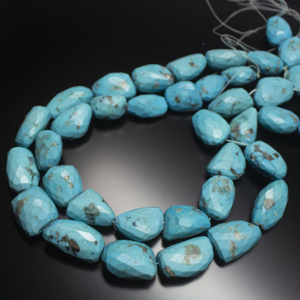 7 Inches, 20-24mm, Natural Synthetic Turquoise Faceted Large Size Tumble Loose Gemstone Beads - Jalvi & Co.