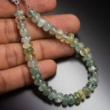 7 Inches, 6-7mm, Natural Shaded Aquamarine Smooth Rondelle Loose Gemstone Beads