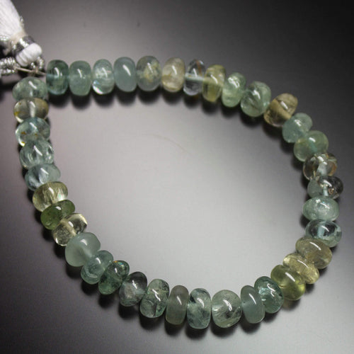 7 Inches, 6-7mm, Natural Shaded Aquamarine Smooth Rondelle Loose Gemstone Beads - Jalvi & Co.