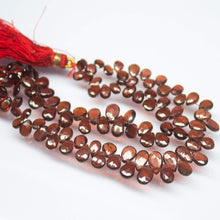 Load image into Gallery viewer, 7 inches, 6-9mm, Natural Mozambique Garnet Faceted Pear Drop Briolette Beads, Garnet Beads - Jalvi &amp; Co.
