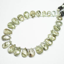 Load image into Gallery viewer, 7 inches, 8-13mm, Natural Green Rutile Quartz Faceted Pear Drops Briolette Loose Beads - Jalvi &amp; Co.