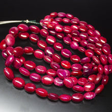 Load image into Gallery viewer, 7 inches, 8-15mm, Natural Blood Red Ruby Smooth Oval Briolette Beads Strand, Ruby Beads - Jalvi &amp; Co.