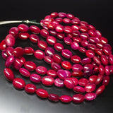 7 inches, 8-15mm, Natural Blood Red Ruby Smooth Oval Briolette Beads Strand, Ruby Beads