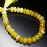 7 inches, 9mm, Natural Yellow Opal Smooth Plain Rondelle Loose Beads Strand