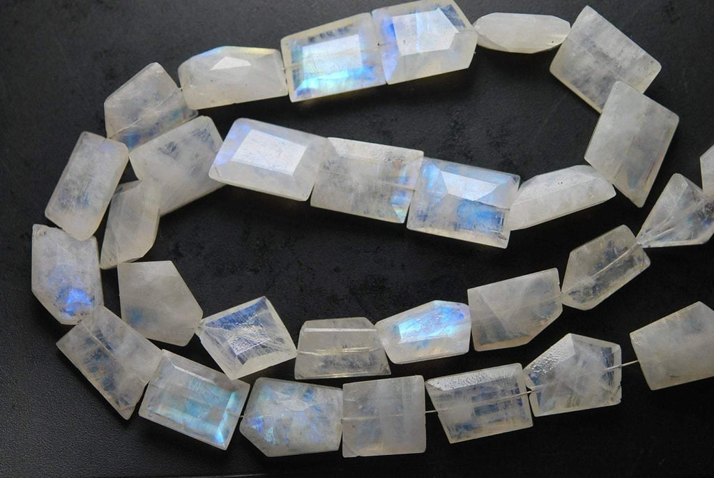 7 Inches Strand, Finest Quality Blue Flashy Rainbow Moonstone Faceted Nuggets 10-16mm Large - Jalvi & Co.