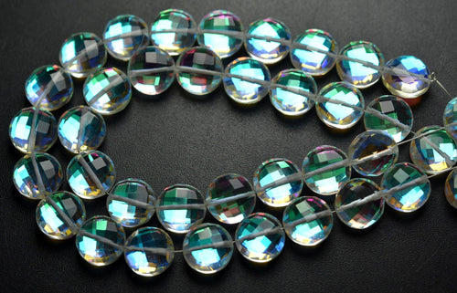 7 Inches Strand, Finest Quality,Rainbow Quartz Faceted Coins Shape Briolettes, 10mm Size. - Jalvi & Co.