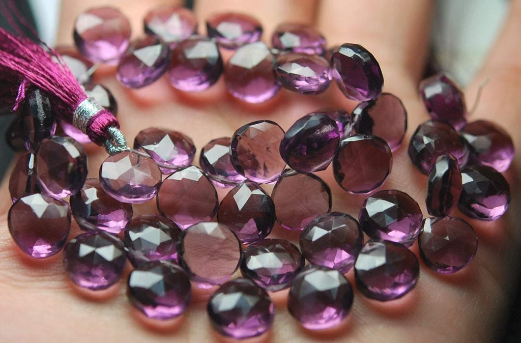 7 Inches Strand.Super Finist,Kunzite Quartz Faceted Heart Shape Briolette, Size 10-11 mm Approx. - Jalvi & Co.