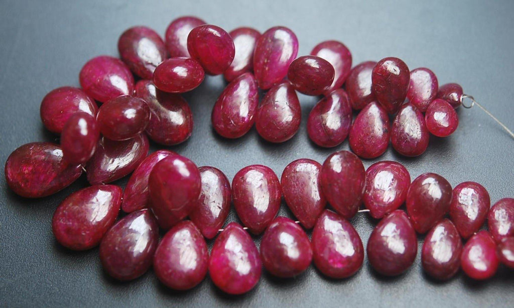 7 Inches Strands Dyed Natural Ruby Pear Shaped Briolette's, 9-19mm - Jalvi & Co.