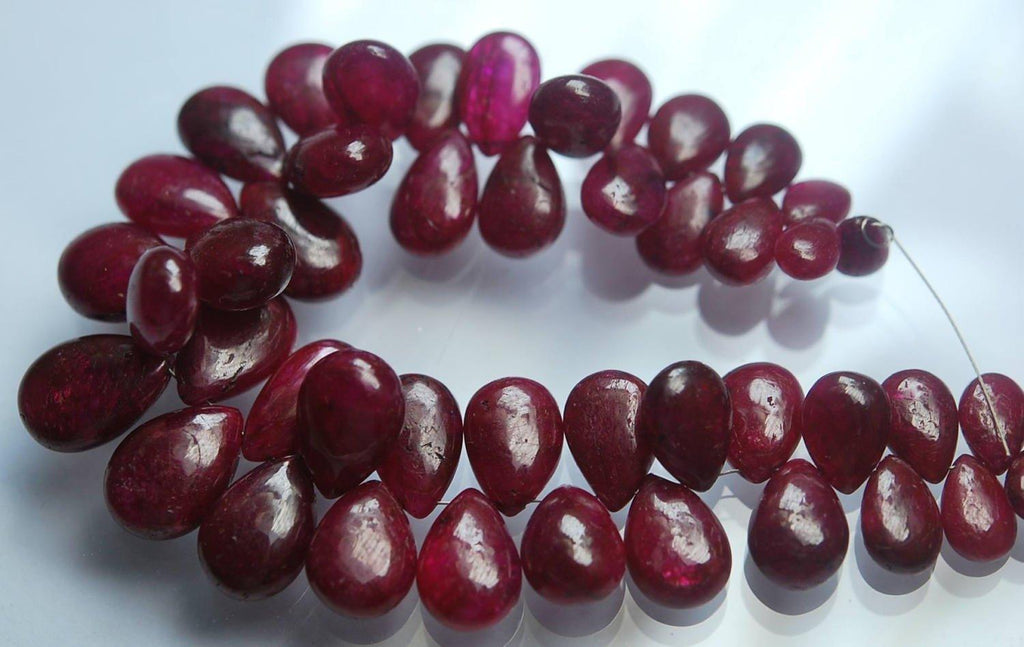 7 Inches Strands Dyed Natural Ruby Pear Shaped Briolette's, 9-19mm - Jalvi & Co.