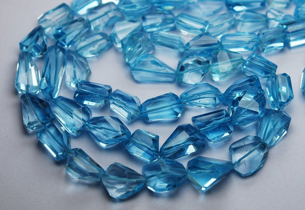 7 Inches Strands, Natural Sky Blue Topaz Faceted Nuggets Shape, 10-14mm - Jalvi & Co.