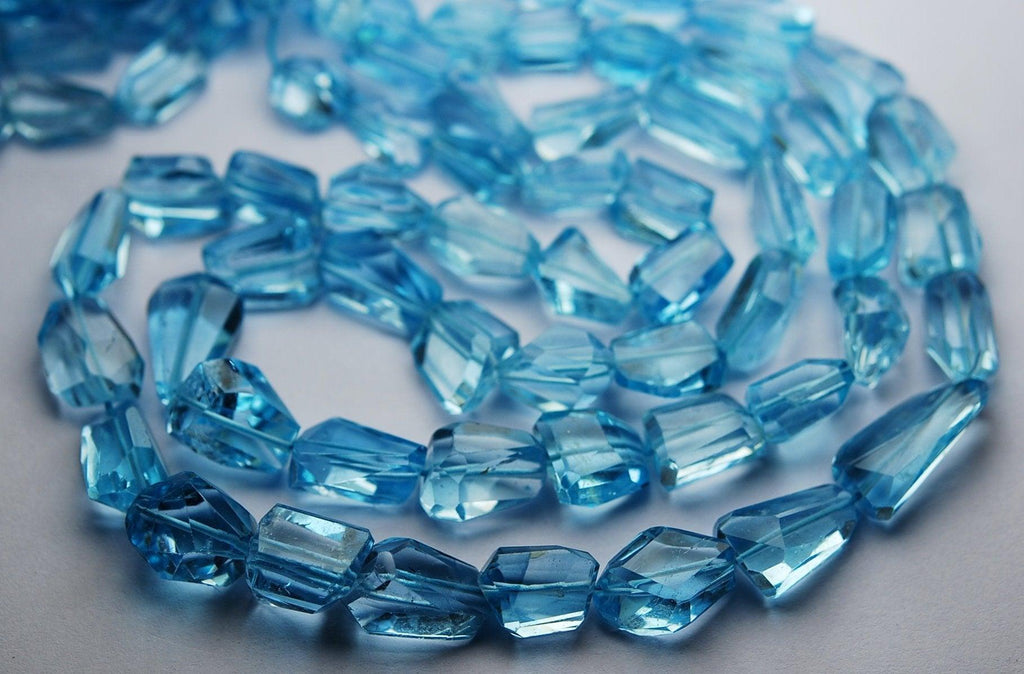 7 Inches Strands, Natural Sky Blue Topaz Faceted Nuggets Shape, 10-14mm - Jalvi & Co.