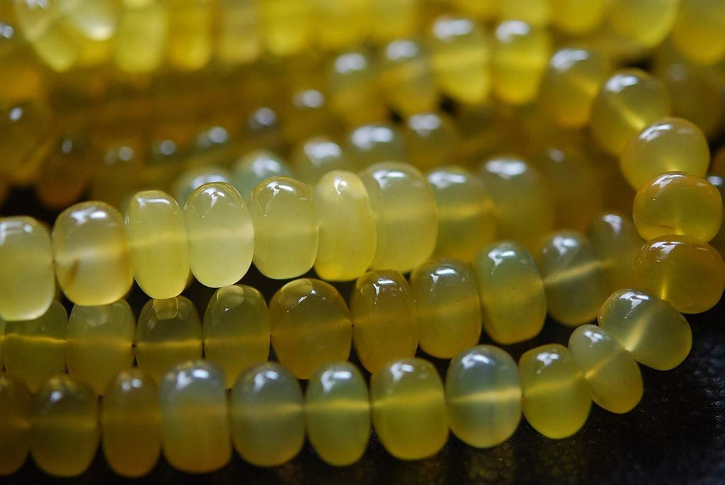 7 Inches Strand,Yellow Chalcedony Smooth Rondelles Shape, 8-12mm - Jalvi & Co.