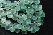Load image into Gallery viewer, 7 Inches, Super Finest, Sea Green Aqua Chalcedony Faceted Heart Briolettes 10-12mm - Jalvi &amp; Co.