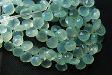 Load image into Gallery viewer, 7 Inches, Super Finest, Sea Green Aqua Chalcedony Faceted Heart Briolettes 8mm - Jalvi &amp; Co.