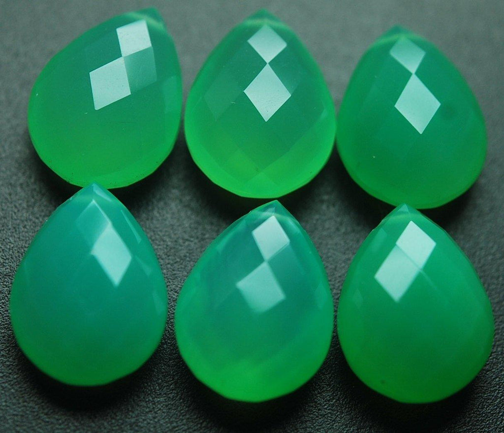 7 Matched Pairs,Chrysoprase Chalcedony Faceted Pear Shape Briolettes 10X14mm - Jalvi & Co.