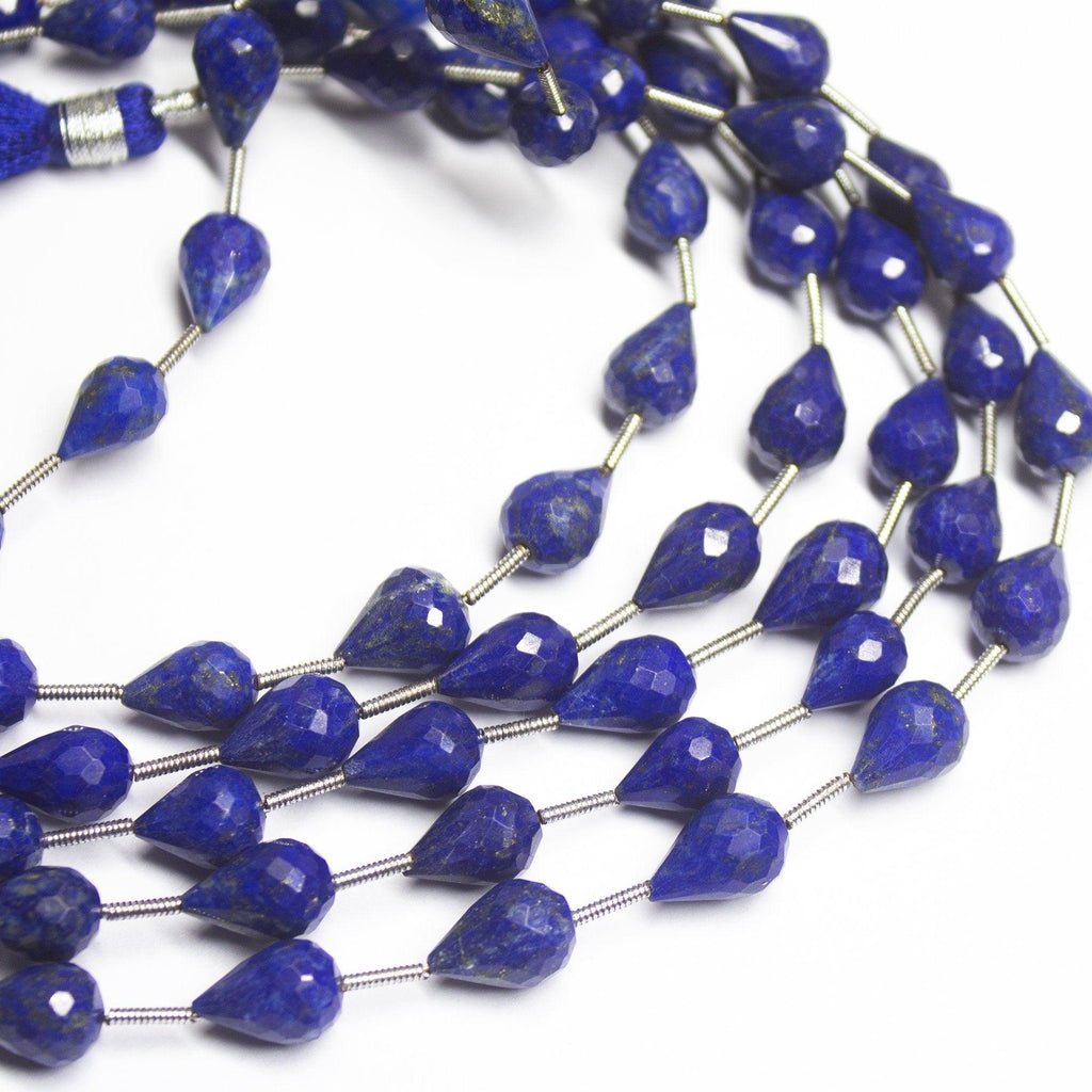 7" Natural Blue Lapis Lazuli Faceted Teardrop Briolette Loose Gemstone Beads 10-12mm - Jalvi & Co.