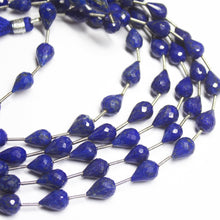 Load image into Gallery viewer, 7" Natural Blue Lapis Lazuli Faceted Teardrop Briolette Loose Gemstone Beads 10-12mm - Jalvi &amp; Co.