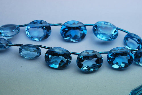 7 Pcs, Finest Quality, Aaa Natural Swiss Blue Topaz Micro Faceted Oval Shape, 9-10mm - Jalvi & Co.