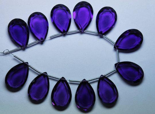 7 Pcs Purple Amethyst Quartz Faceted Pear Briolettes 25mm - Jalvi & Co.