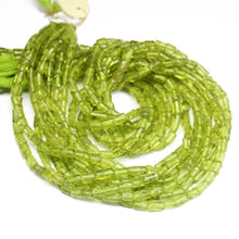Load image into Gallery viewer, 7 Strand Natural Peridot Smooth Tube Loose Gemstone Spacer Beads 4mm 6mm 14&quot; - Jalvi &amp; Co.