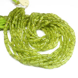 3 Strand Natural Peridot Smooth Tube Loose Gemstone Spacer Beads 4mm 6mm 14