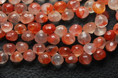 7 Strand Rare Orange Rutilated Quartz Faceted Onion 8-7mm - Jalvi & Co.