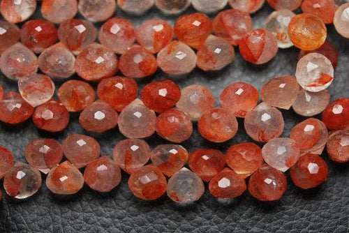 7 Strand Rare Orange Rutilated Quartz Faceted Onion 8-7mm - Jalvi & Co.