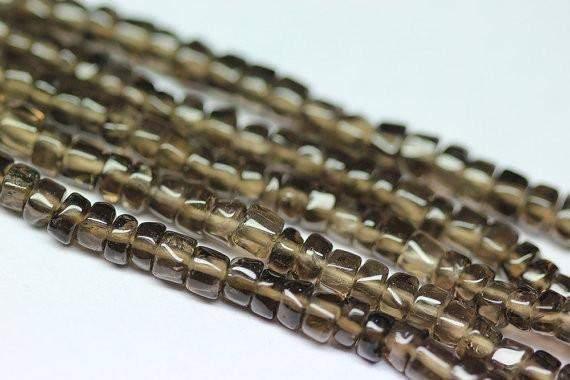 7 strands Natural Smoky Quartz Smooth Loose Wheel Gemstone Beads 5mm 13" - Jalvi & Co.