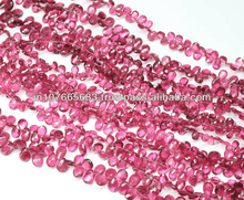 Load image into Gallery viewer, 7 strands, Rubellite Pink Tourmaline Faceted Pear Drops Briolette 5mm to 9mm - Jalvi &amp; Co.