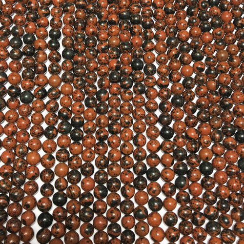 7 x Natural Marconi Obsidian Smooth Round Ball Spacer Loose Beads Strand 10mm 15