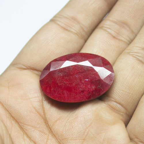 72ct, 31x21x11mm, Natural Blood Red Ruby Oval Cut Large Size Loose Gemstone, Ruby - Jalvi & Co.