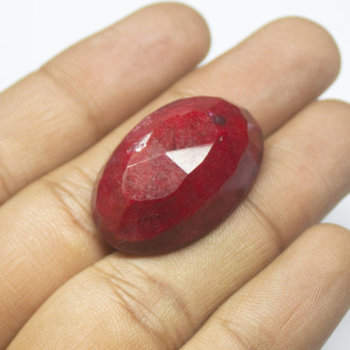 72ct, 31x21x11mm, Natural Blood Red Ruby Oval Cut Large Size Loose Gemstone, Ruby - Jalvi & Co.