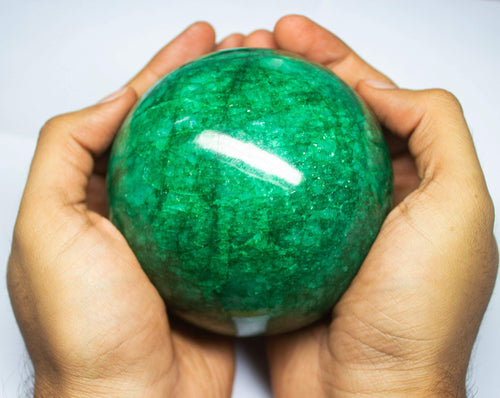 7657 cts, Natural Green Emerald Sphere Gemstone Ball Reiki, Metaphysical, Collectible, Showcase Item - Jalvi & Co.