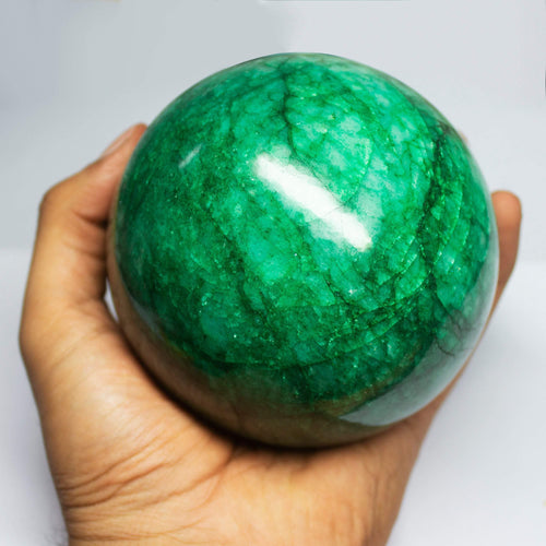 7657 cts, Natural Green Emerald Sphere Gemstone Ball Reiki, Metaphysical, Collectible, Showcase Item - Jalvi & Co.