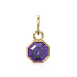 7mm 14k Yellow Solid Gold African Purple Amethyst Charm Pendant Bezel Jewelry Finding