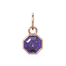 Load image into Gallery viewer, 7mm 14k Yellow Solid Gold African Purple Amethyst Charm Pendant Bezel Jewelry Finding - Jalvi &amp; Co.