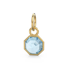 Load image into Gallery viewer, 7mm 14k Yellow Solid Gold Blue Aquamarine Charm Pendant Bezel Jewelry Finding - Jalvi &amp; Co.